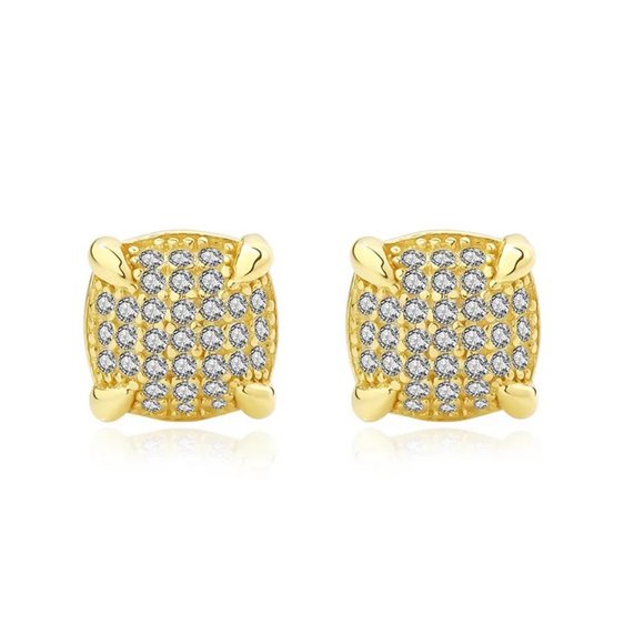 18k Yellow Gold over 925 Sterling Silver CZ Accent Micro-Pavé Stud Earrings - Picture 6 of 6